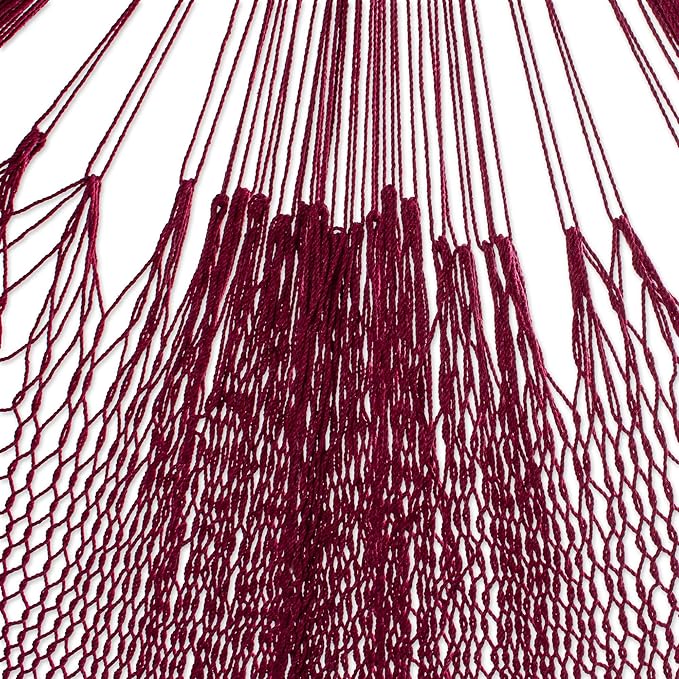 NOVICA Burgundy Cotton 1001 Summer Nights Mayan Hammock from Mexico 'Cascade in Wine'