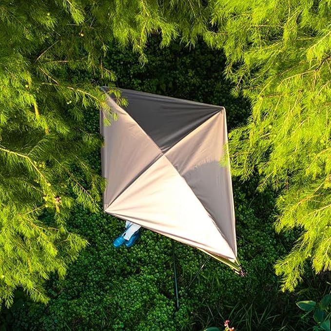 Portable Outdoor Hammock with Quick-Fold Stand and Adjustable Sunshade for Ultimate Relaxation in Gardens, Camping, and Beach Settings - Spacious Design with Storage Bag Included