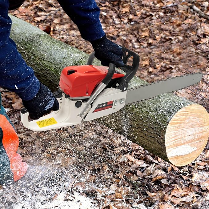 Gas Powered Chainsaw, 2-Stroke 52CC 2KW 22Inch Handheld Cordless Petrol Chain Saw Power Head Gas Powered Chainsaw Portable Gasoline Chain Saw for Garden Pruning, Forest Logging (22In 52CC 2KW)