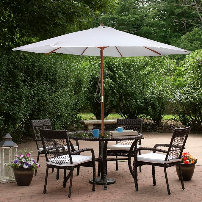 Northlight Outdoor Patio Market Umbrella with Wooden Pole - 8.5' - White