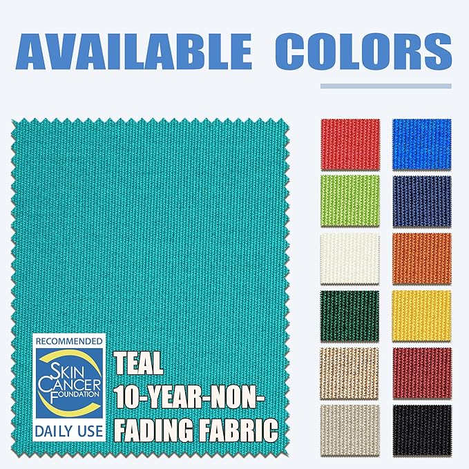 EliteShade USA 10-Year-Non-Fading 9Ft Market Patio Umbrella, UPF 50+ UV Protection Performance Sun Umbrella, Heavy Duty Commercial Grade Outdoor Table Umbrella with Crank & Tilt, Windproof Vented Top for Garden, Pool, Deck and Outdoor Playsets, Teal