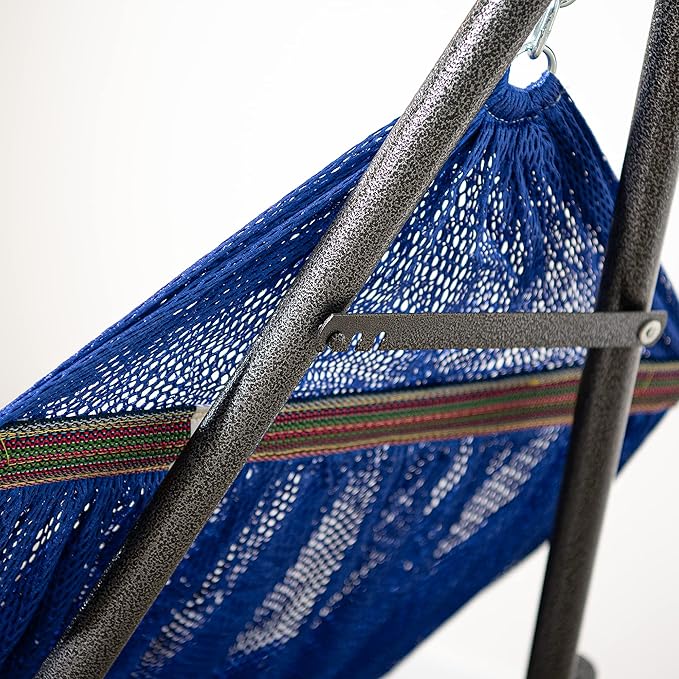 Best Home Fashion Hammock for 2 Persons with Collapsible Steel Stand 600 lbs Capacity- Portable Carrying Case, Adjustable, Perfect for Camping Beach Patio, EZ Daze Foldable Hammock with Stand- Navy