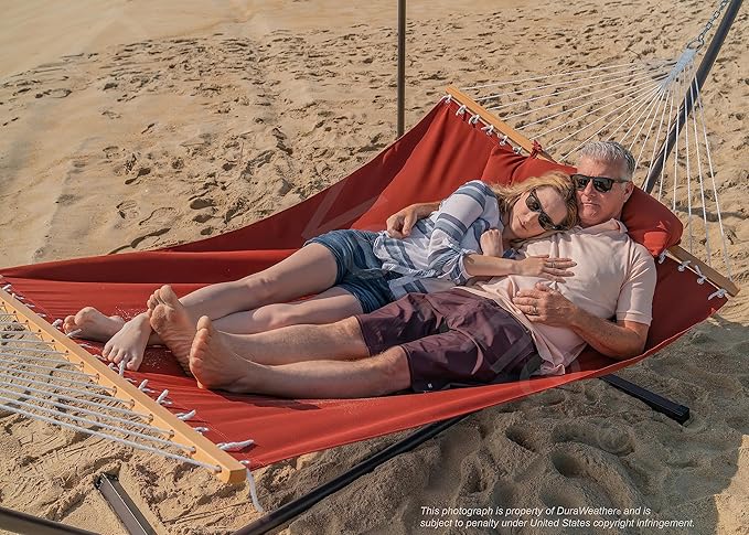 Classic All-Weather Outdoor Hammock with Pillow Sunbrella® Fabric Deluxe Size (Canvas Henna (#5407-0000))
