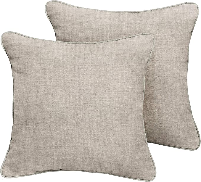 Mozaic Company Sunbrella Indoor/ Outdoor Corded Pillows, Cast Silver, Set of 2