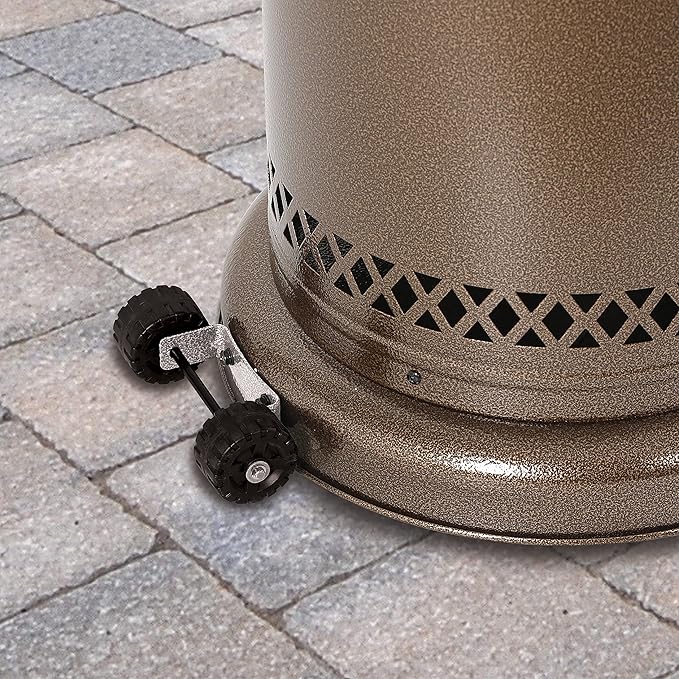 Sun Joe SJPPH48-BRZ 48000-BTU Max Propane Outdoor Patio Heater w/Wheels and Built in Bar Table, Bronze
