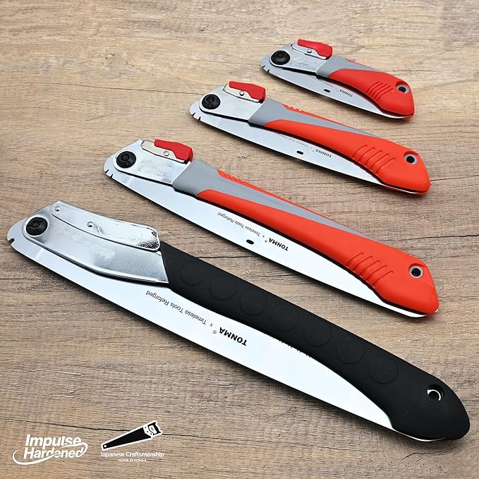 TONMA Professional Folding Saw [Made in Korea] 12" (300mm) Large Teeth Portable Pruning Hand Saw for Wood Cutting, Outdoor Camping, Gardening, Japanese Craft Plating Impulse Hardened Stainless Blade