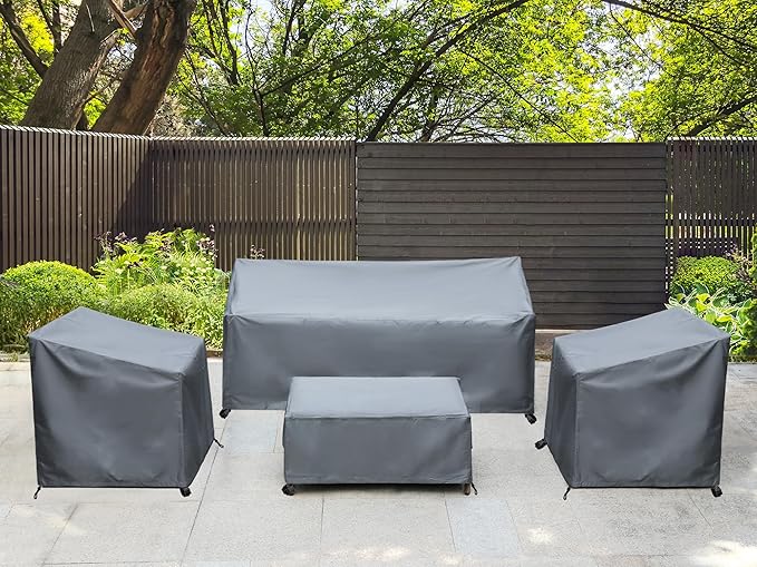 Patio Furniture Covers,Outdoor Furniture Cover Waterproof,Patio Furniture Set Covers for 4 Piece Outdoor Conversation Set,Patio Covers Set X-Large (Grey)