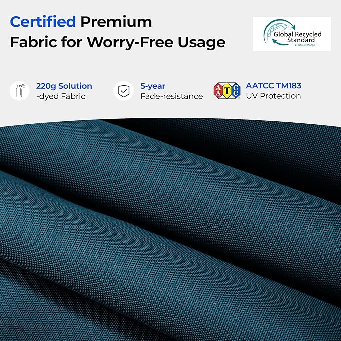 HOMSHADE 9FT 3-Tiers Outdoor Patio Umbrella with 5-Year Fade Resistant,Vented Outdoor Commercial Market Umbrella with UPF50+ UV Protection & Push Button Tilt and Crank for Pool,Backyard(Peacock Blue)