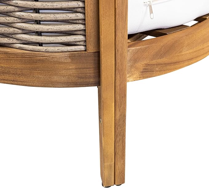 CHRISTOPHER KNIGHT HOME Burchett Outdoor 4pc Chat Set - Acacia Wood and Wicker - Teak/Mixed Brown/Beige