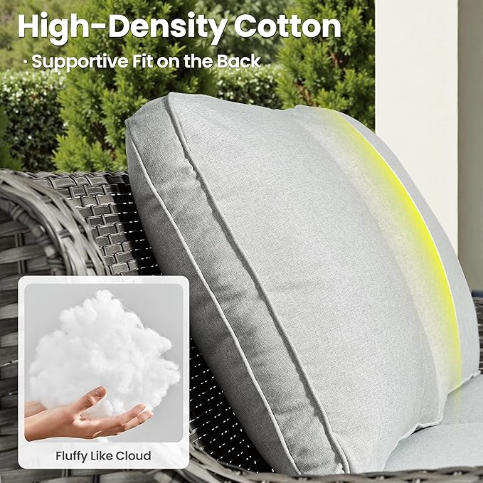 ovios 5-Pieces Patio Furniture, Outdoor Wicker Sofa Couch with Chairs Ottomans Comfy Cushions, All Weather High Back Modern Conversation, Grey Rattan