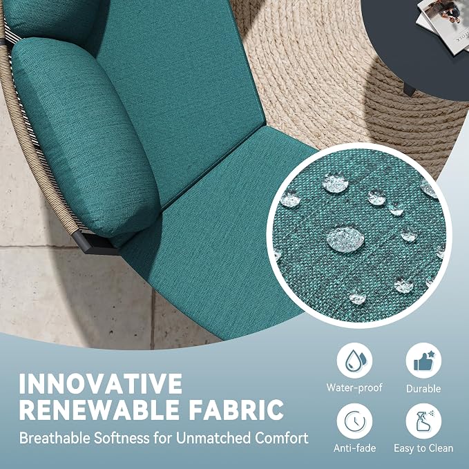 Crestlive Curved Patio Furniture Set, Modular Half Moon 4-Seater Sofa with Round Coffee Table, Aluminum Outdoor Sectional with 4.3" Cushions, All-Weather Couch for Backyard, Deck, Porch, Poolside
