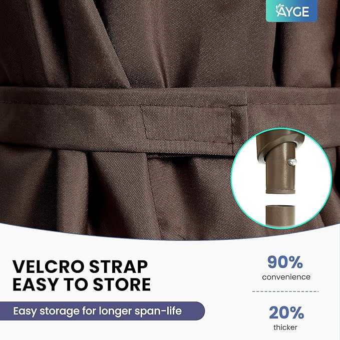 Ayge 6.5x10FT Rectangular Patio Umbrella Outdoor Table Umbrella w/Push Button Tilt & Crank Rectangle Market Umbrella UV Protection for Garden,Deck,Lawn,Yard & Pool,Brown