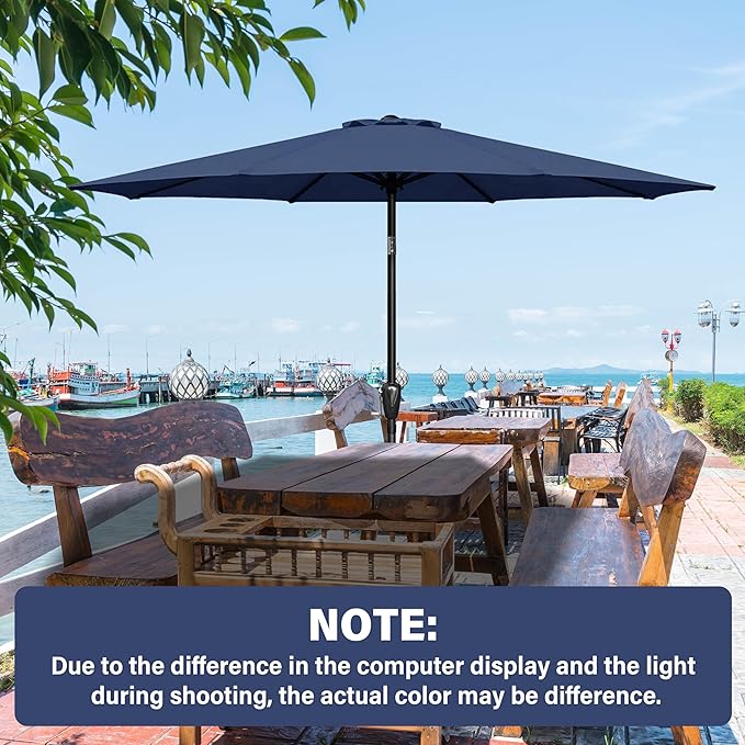 HealSmart 9' Patio Umbrella Replacement Canopy Cover with 8 Ribs, Outdoor Table Market Yard Umbrellas