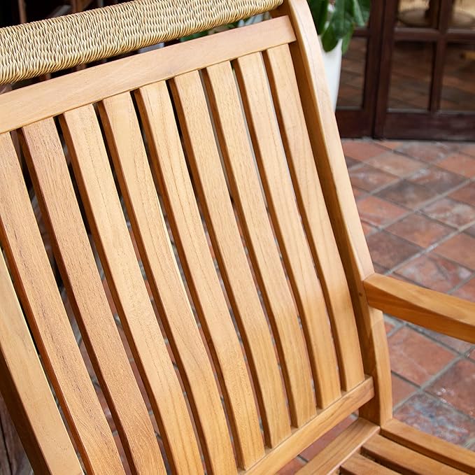 Cambridge Casual Marrakesh Teak Wood 3-Piece Rocking Conversation Set with Honey Twist Wicker
