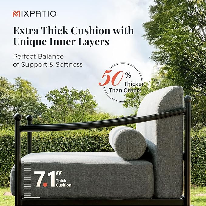 4-Piece Steel Outdoor Patio Conversation Set, All-Weather Garden Furniture with Thick Cushions, Waterproof & Rust-Resistant, Modern Patio Seating for Deck, Balcony, Porch, Backyard - Grey