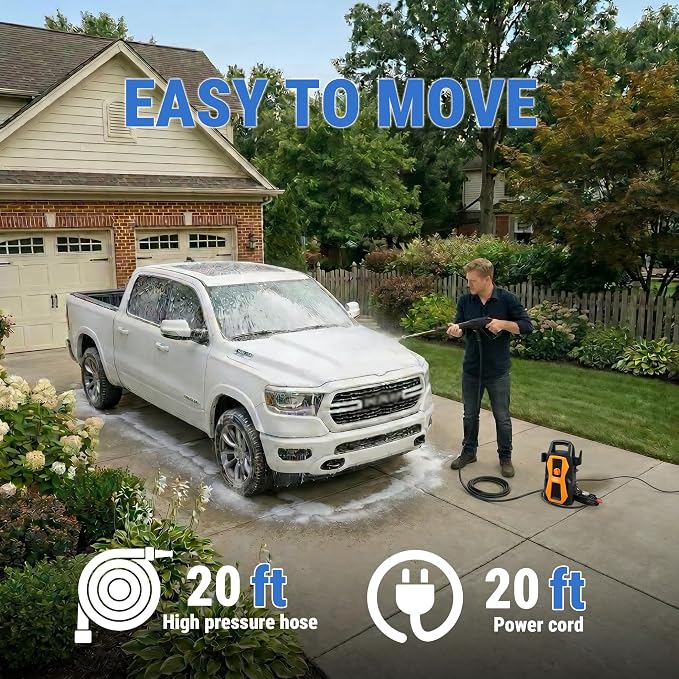 HoldwellS 2026 New Mini Portable P*ressure Washer 1700 MAX PSI, P*ower Cleaner with Trigger Spray Gun & 20FT Hose, Vario Power Spray Wand - for Cars/Fences/Driveways/Home/Patios