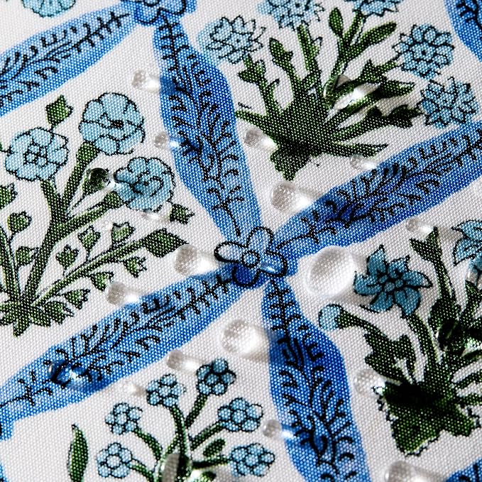 Allorry Floral Outdoor Pillow Covers 18x18 Blue Outdoor Waterproof Decor | Set of 2 Vintage Floral Block Print Pillow Cover,Farmhouse Boho Decorative for Spring Summer Outdoor Sofa Bedroom Decor