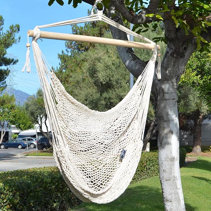 Strong Camel Hanging Caribbean Polyester Hammock Chair 48 Inch (White)