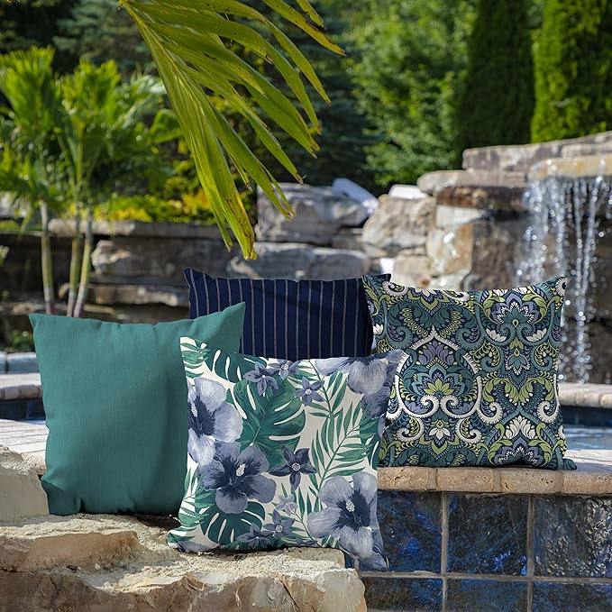Arden Outdoor Toss Pillow, 2 Pack, 16 x 16, Rain-Proof, Fade Resistant Salome Tropical