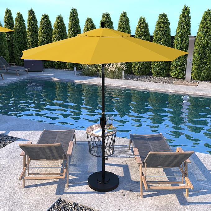 California Umbrella 7.5' Round Aluminum Market Umbrella, Crank Lift, Push Button Tilt