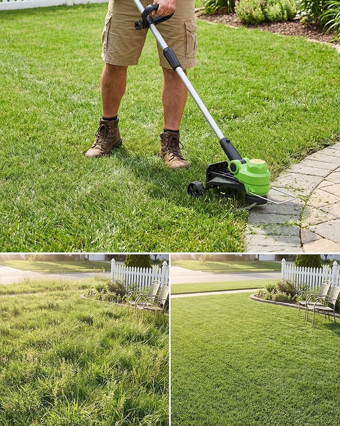 Garvee 20V Grass Trimmer, Dual Lithium Battery 2.0A, 8 Grass Cutting Lines, Portable Electric Grass Cutter, Garden Grass Line Trimmer