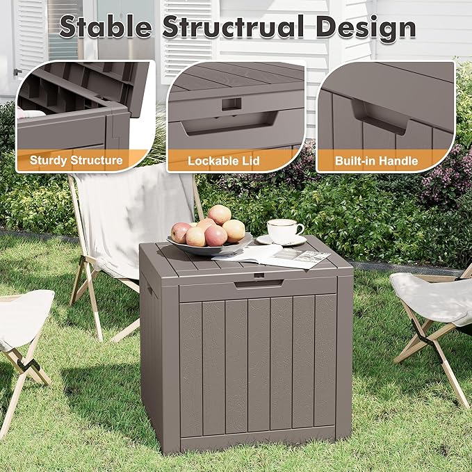Bifanuo Outdoor Storage Box, 31 Gallon Deck Boxes Waterproof, Resin Storage Cabinet Multi Functional Storage Bench For Gardening Tools, Pool Supplies, Patio Furniture, Lockable