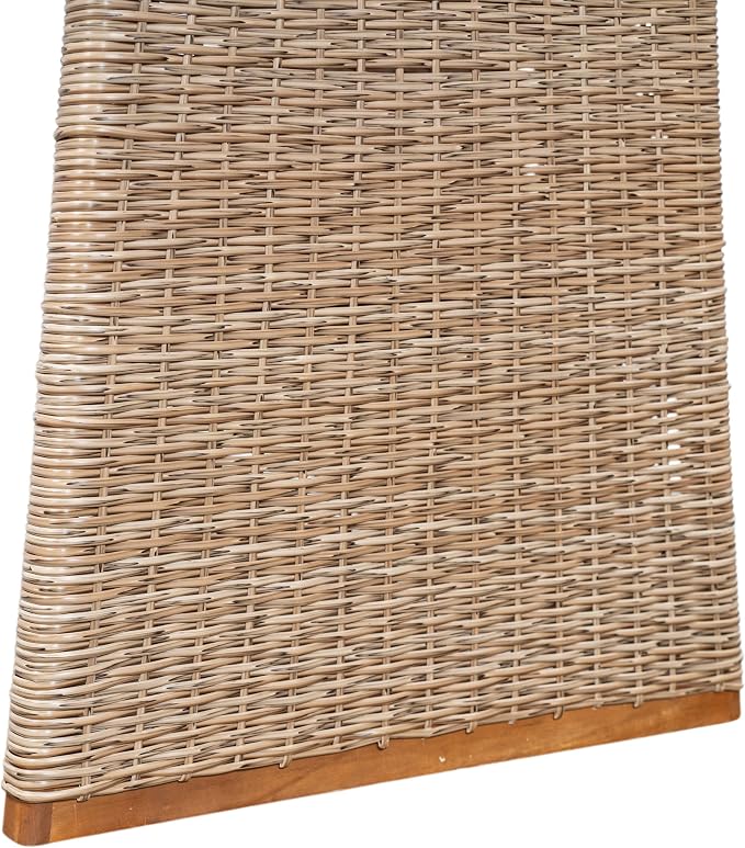 Christopher Knight Home Shuri Patio Acacia Wood Dining Table, Slatted Tabletop Outdoor Side Table with Handwoven Rattan Legs, Rectangular Outdoor Dining Table for Backyard/Garden, Brown + Teak