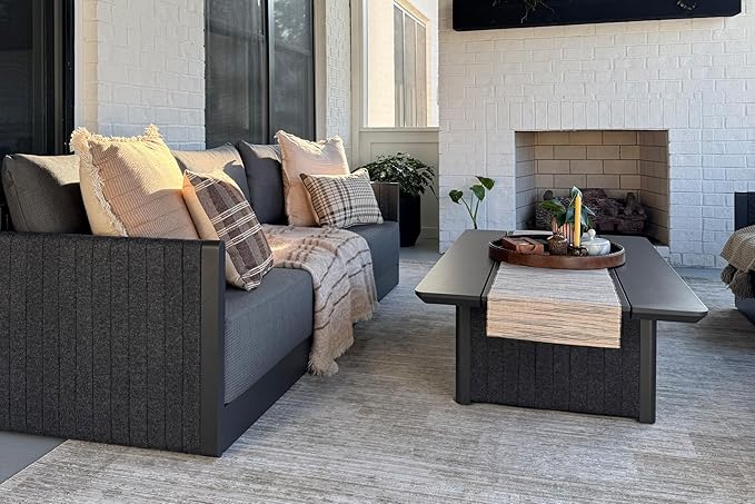 PURPLE LEAF 9 PCS Patio Furniture Set Patio Seating Sofas Aluminum Furniture Outdoor Couch Sectional Set with Cushions and Coffee Table Patio Conversation Sets Gray