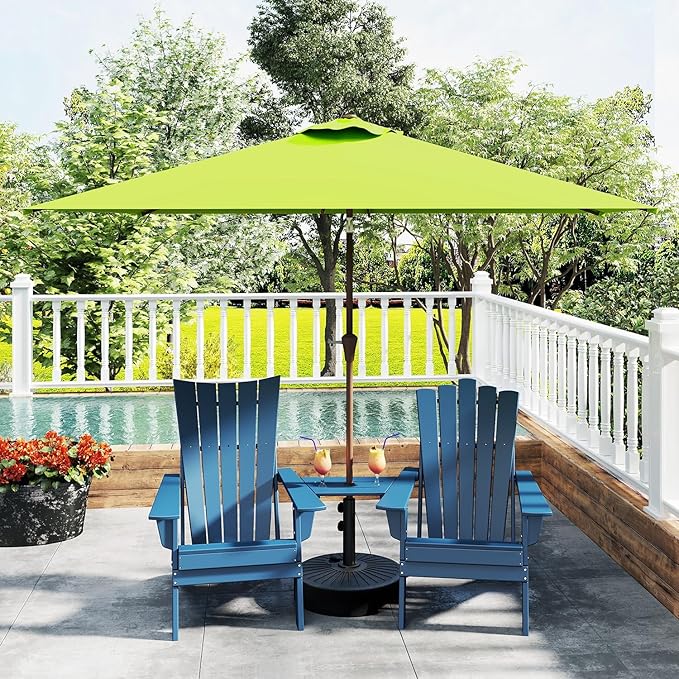 GREENVINES 6.5X10 FT Rectangular-Patio-Umbrella | Outdoor-Table-Umbrellas | 6 Sturdy Steel Ribs | Push Button Tilt & Crank | Waterproof | Market Umbrella | for Pool Backyard Garden Deck | Apple Green
