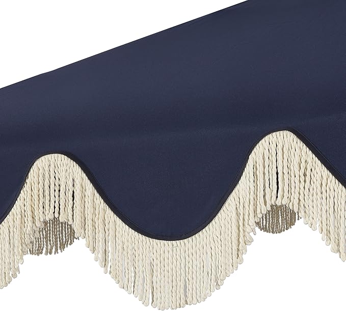 JONATHAN Y UMB1001 Collins 9 ft. Classic Cottage Tassel Market Patio Umbrella with Auto-Tilt, Crank, Wind Vent and UV Protection