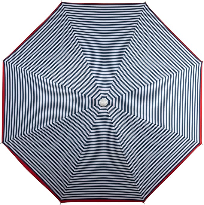 PICNIC TIME 5.5 Ft Portable Beach Umbrella, Lightweight UV Protection Sunshade with Tilt Pole & Carry Bag, Outdoor Canopy Umbrella for Beach, Sand, Pool, Patio, Camping, Travel, or Backyard Shade, (Blue Pinstripe Pattern)