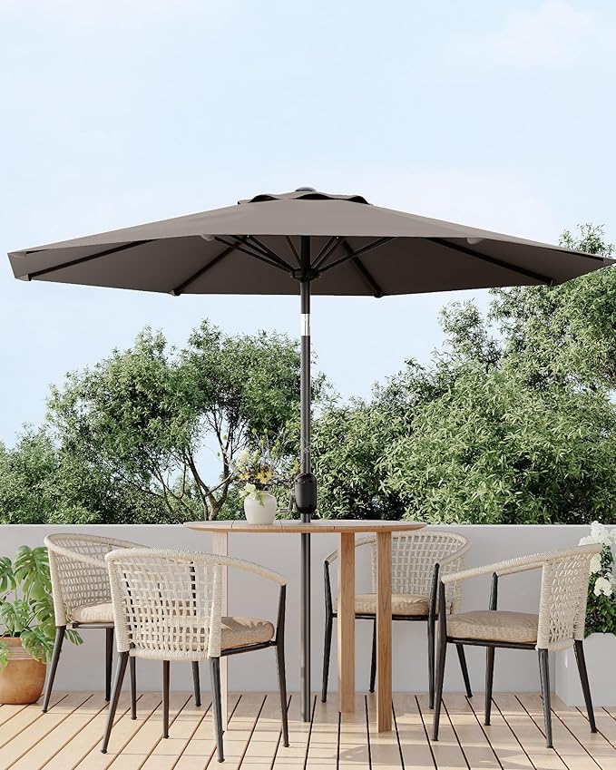 PeakPursuit 9FT Patio Umbrella Outdoor, Market Umbrella, Table Umbrella with Push Button Tilt and Crank, 8 Sturdy Ribs UV Protection Waterproof for Garden, Pool, Deck, Backyard