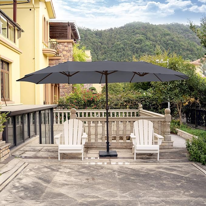 WO Home Furniture Patio Umbrella Twin Double (Extra Long) Outdoor Extra Long Umbrella 15' ft x 9' ft