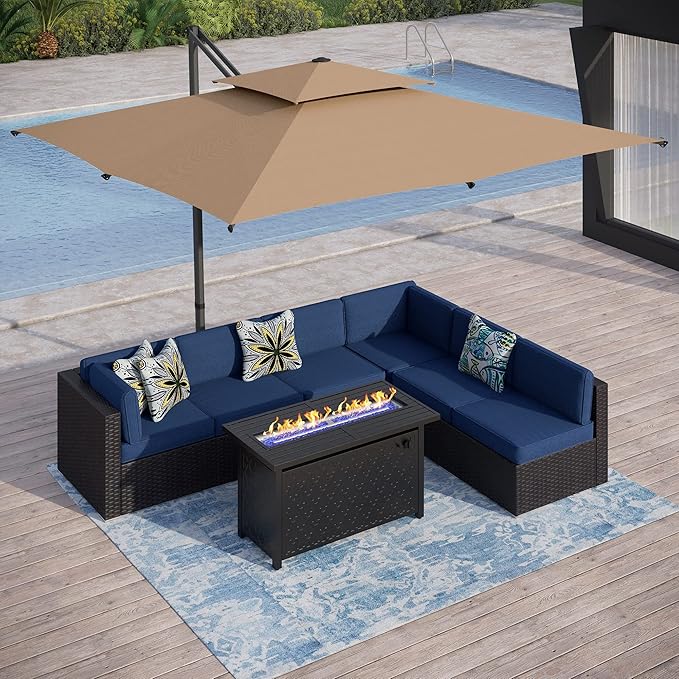 Sophia & William 10ft Cantilever Patio Umbrella with Base - 360° Rotation & Infinite Tilt, Outdoor Market Umbrella with Solution-Dyed Fade-Resistant Fabric & Aluminum Frame