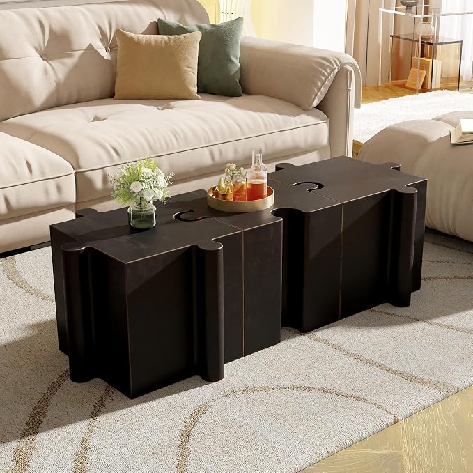 Christopher Knight Home Daton Interlocking Puzzle Outdoor Side Table, Lightweight Concrete Patio Coffee Table, Convex Edge MGO Modular End Table, Creative Set Up for Indoor&Outdoor Use, Copper