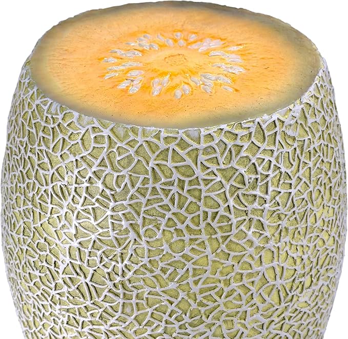 Galt International 18" Cantaloupe Friut Stool Polyresin Side Table Home Decor Plant Stand Garden Indoor Outdoor Decorations
