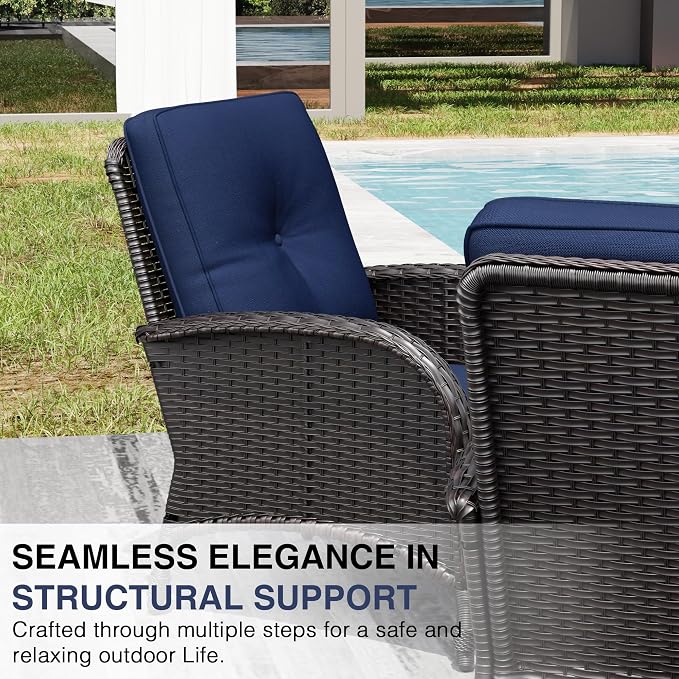 Joyside Wicker Patio Furniture Set, 6 Piece Outdoor Furniture Set with Thickened Cushions, High Back, Deep Seating, Wide Armrest, Rattan Outdoor Chairs for Porch, Deck