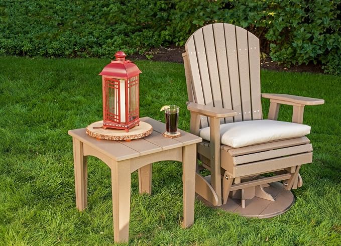 LuxCraft Island End Table – HDPE Poly Lumber Outdoor Side Table, Weatherproof Patio Accent Table, Low-Maintenance Porch Furniture (Antique Mahogany)
