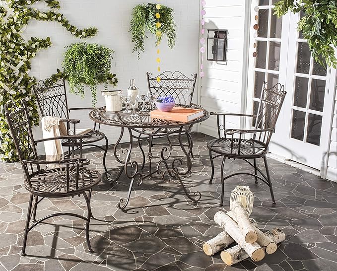 Safavieh Outdoor Collection Thessaly Antique White 5 Piece Patio Set