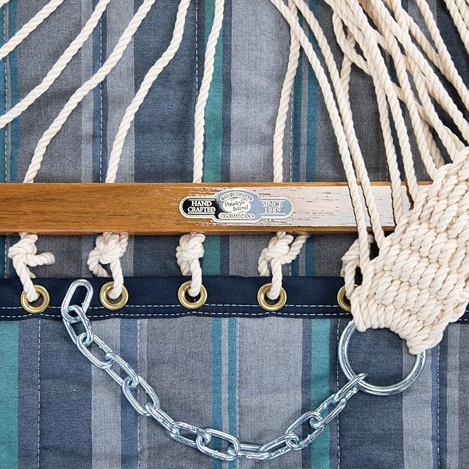 Original Pawleys Island Large Trusted Coast Sunbrella Quilted Hammock – 13 ft. x 55 in., 2-Person, 450 lb Capacity, Oak Spreader Bar, Handcrafted in The USA