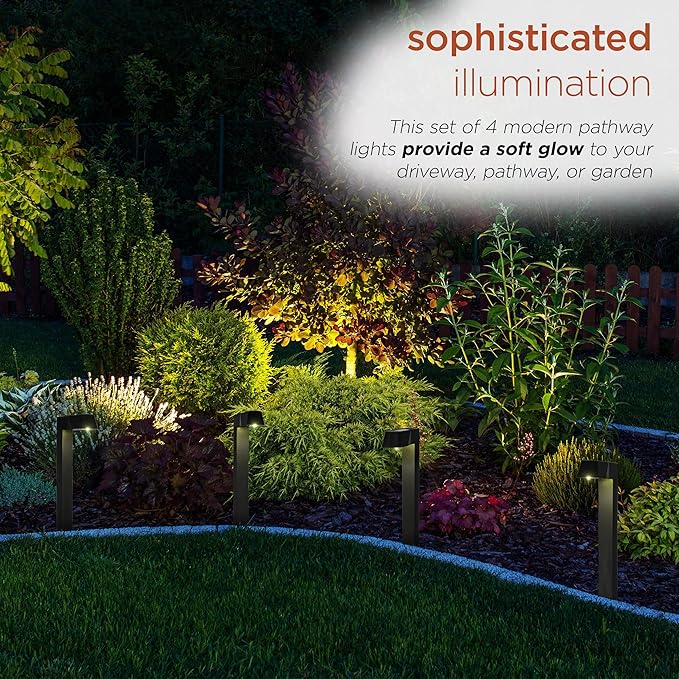 Alpine Corporation Solar-Powered Black Abstract Pathway Lights, 4-Piece (Pack of 2)