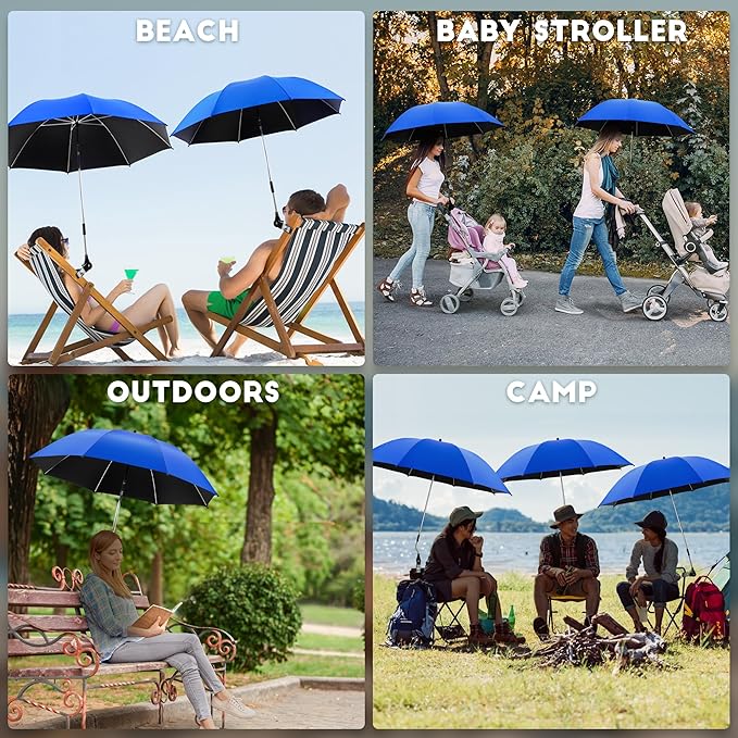 Beach Umbrella, 360 ° Chair Umbrella with Clamp, UPF50+ Shade for Beach, Sand, Patio, Yard (Not Includ Chair)