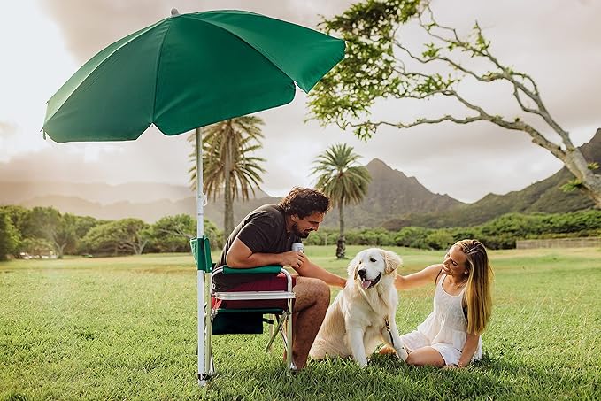 PICNIC TIME 5.5 Ft Portable Beach Umbrella, Lightweight UV Protection Sunshade with Tilt Pole & Carry Bag, Outdoor Canopy Umbrella for Beach, Sand, Pool, Patio, Camping, Travel, or Backyard Shade, (Hunter Green)
