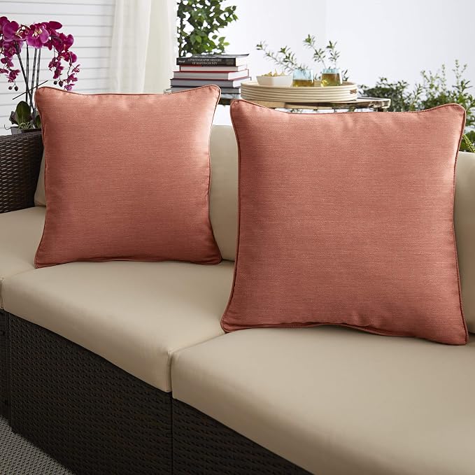 Sorra Home x Sunbrella - Square Pillows (Set of 2), Cast Coral