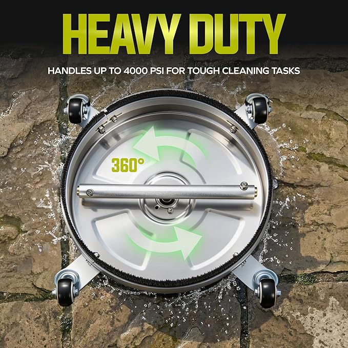Sun Joe Surface Cleaner Accessory for Electric Power Washer, Heavy Duty Attachment with 4000 PSI Max, 4.0 GPM Flow Rate, & 14-Inch Extension Wand for Concrete & Patio Cleaning, SPX-SC14