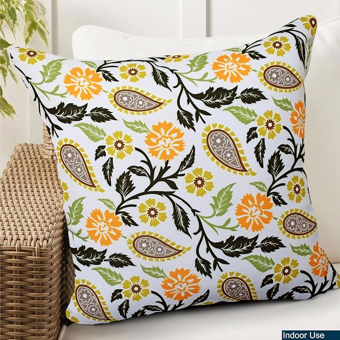COZY TRENDS Decorative Indoor Outdoor Waterproof Throw Pillows with Inserts - Stylish Comfort for Your Patio Furniture, Garden Chairs, or Indoor Décor 18x18 Inches | Set of 2 (Orange)