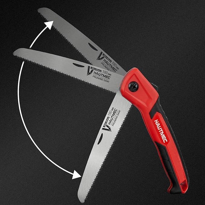 HAUTMEC 7 inch Folding Pruning Saw, Small Hand Saws for Tree Trimming with SK5 Blade & Triple-Cut Teeth, Wood Cutting, Camping, Pocket & Bushcraft