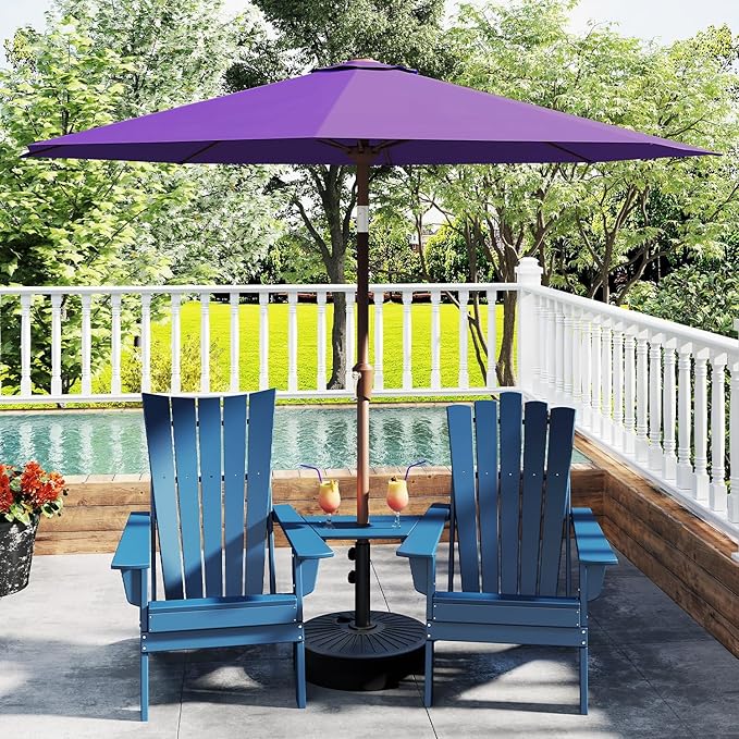 GREENVINES 9-FT-Patio-Umbrella | Outdoor-Table-Umbrellas | 8 Sturdy Fiberglass Ribs | Push Button Tilt & Crank | Waterproof | Market Umbrella | for Pool Backyard Garden Deck | Purple