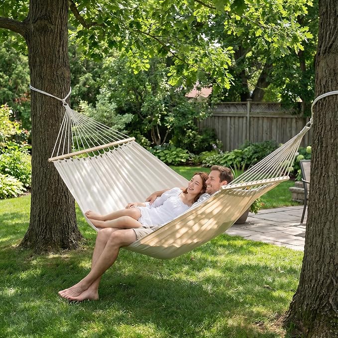 Double Outdoor Hammock for 2, 700 Lb Capacity, Durable Canvas for Ultimate Relaxation, Ideal for Patios, Gardens, Backyards & Indoor Use 190 * 80 cm