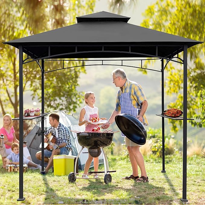 Coastshade Replacement Gill Gazebo BBQ Canopy Top for Model #L-GG001PST-F,8x5 Gazebo Grill Canopy BBQ Gazebos Top Only(Gray)